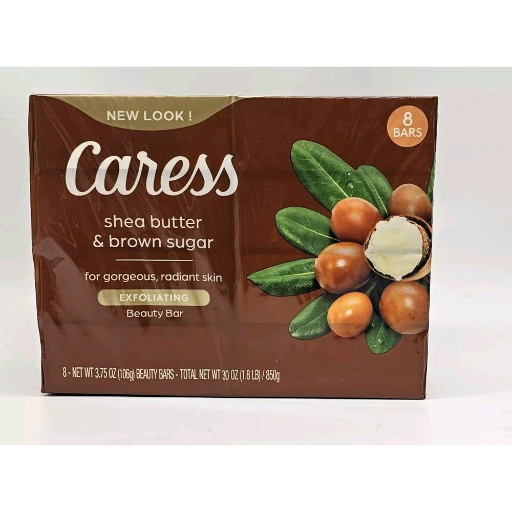 Caress Bar Soap Shea Butter & Brown Sugar, 3.75 oz Bars (8ct)